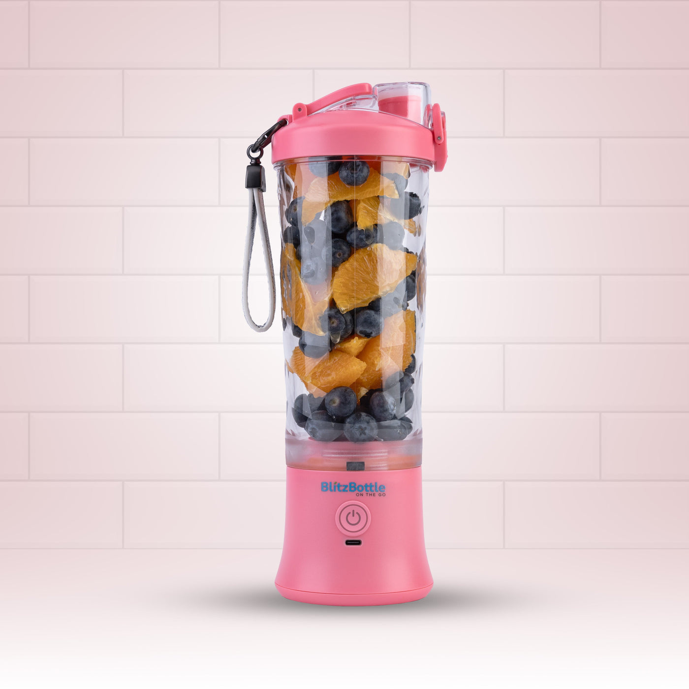 LARGE PINK BLITZBOTTLE <br> PORTABLE BLENDER